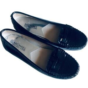 Michael Kors Women's 6 Black Patent Leather Penny Loafer Flat Slip On Shoe